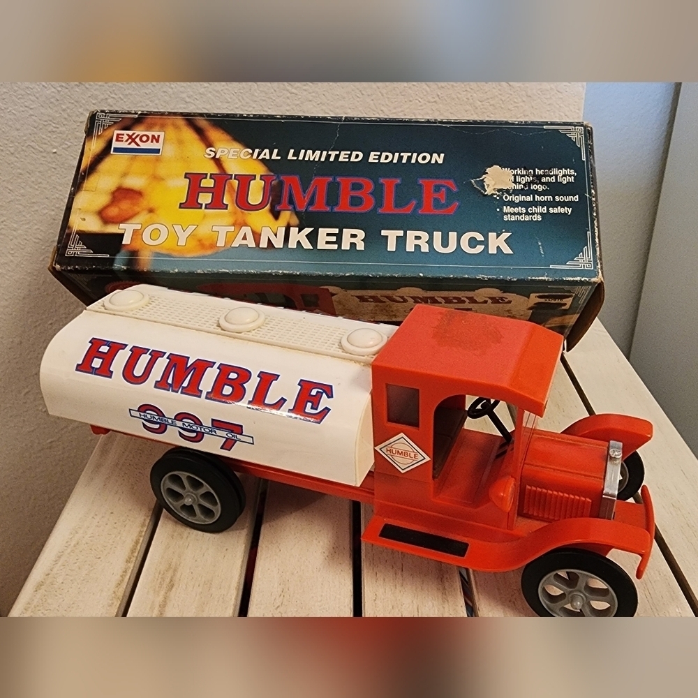 Exxon Humble Toy Tanker Truck - Red and White